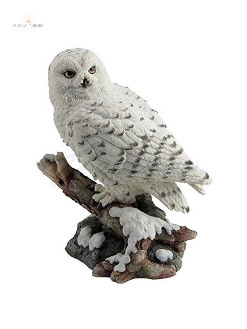 Snow Owl Figurine Polystone Bird Statue Home Decor Collectible